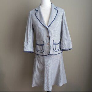 Sandra Angelozzi 100% cotton striped two piece skirt suit set